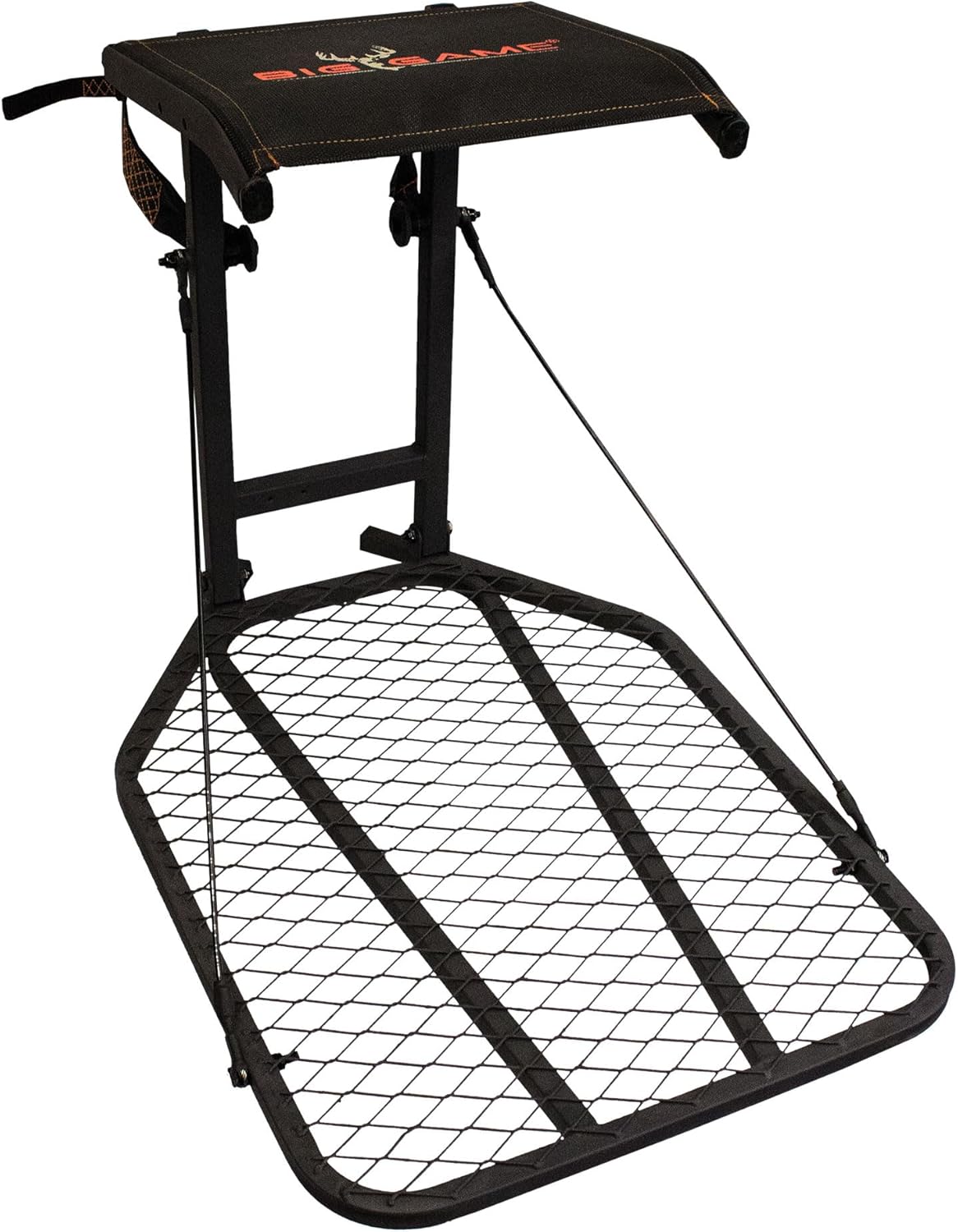 Big Game Captain Hang-On Treestand, Lightweight Steel Construction & Flip-Back 14" x 12" Flex-Tek Seat, 300 lbs Weight Rating, & Foot Platform