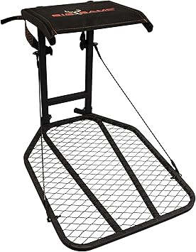 Big Game Captain Hang-On Treestand, Lightweight Steel Construction & Flip-Back 14" x 12" Flex-Tek Seat, 300 lbs Weight Rating, & Foot Platform