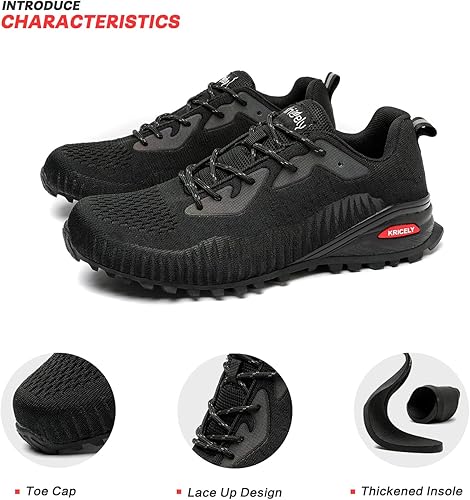 Miniatura 7 de Kricely - Tenis de correr para hombre, para caminar y hacer senderismo, tenis para entrenamiento funcional, para exteriores, calzado informal de