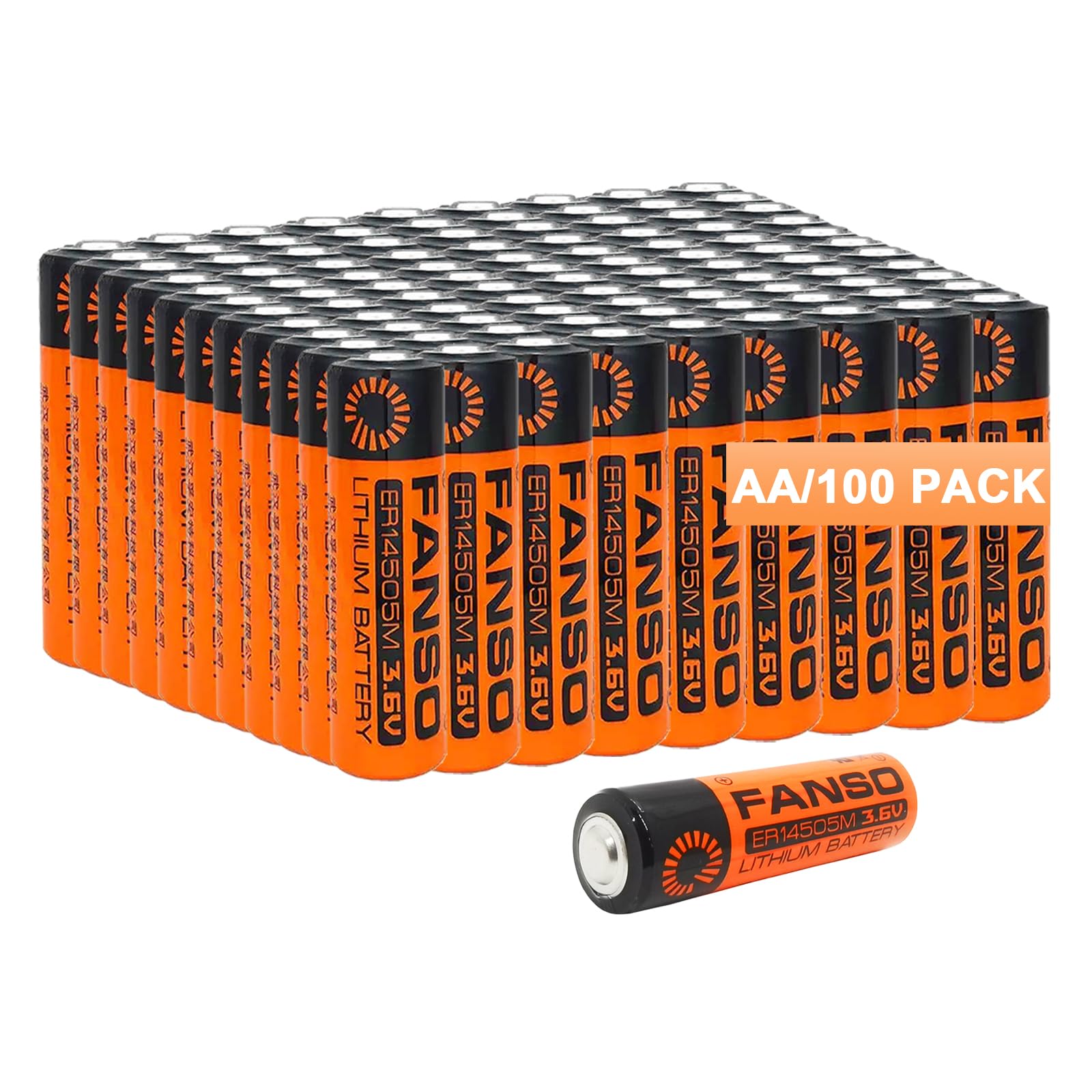 Mushuo 100 Pack ER14505M 3 6V Lithium Battery 2200mAh 3 6V Long Lasting Power AA Lithium Batteries Non-Rechargeable