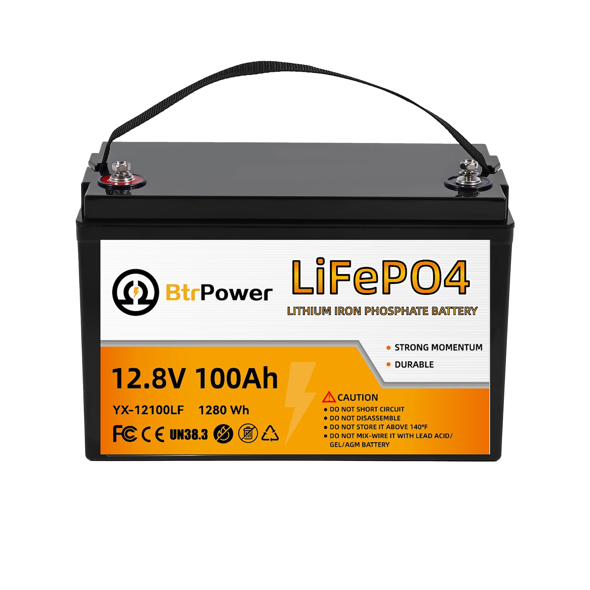 12 V 100 Ah Lithium Phosphate Iron LiFe PO4 Deep Cycle B attery,100A BMS