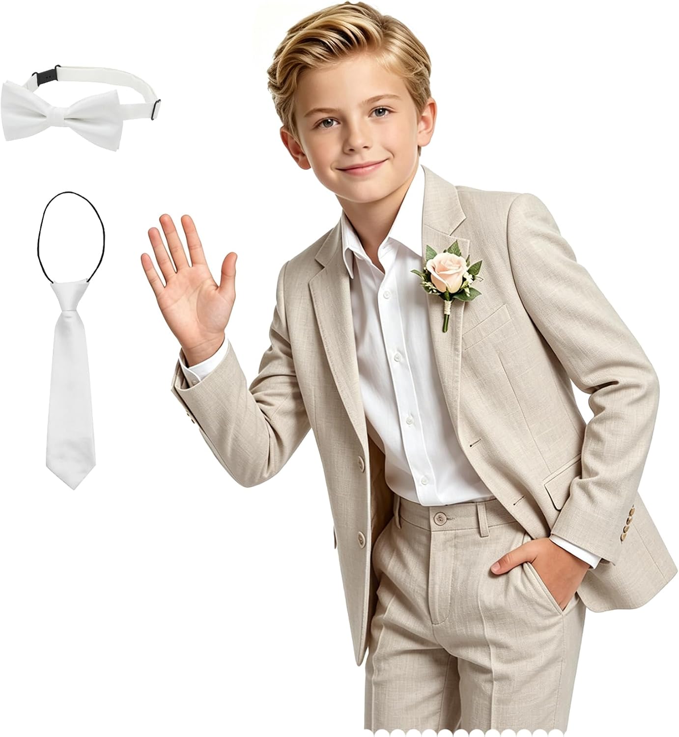 Boys Linen Suit Slim Fit 2 Pieces Formal Kids Linen Suit for Boys Teens Summer Wedding Dress Clothes