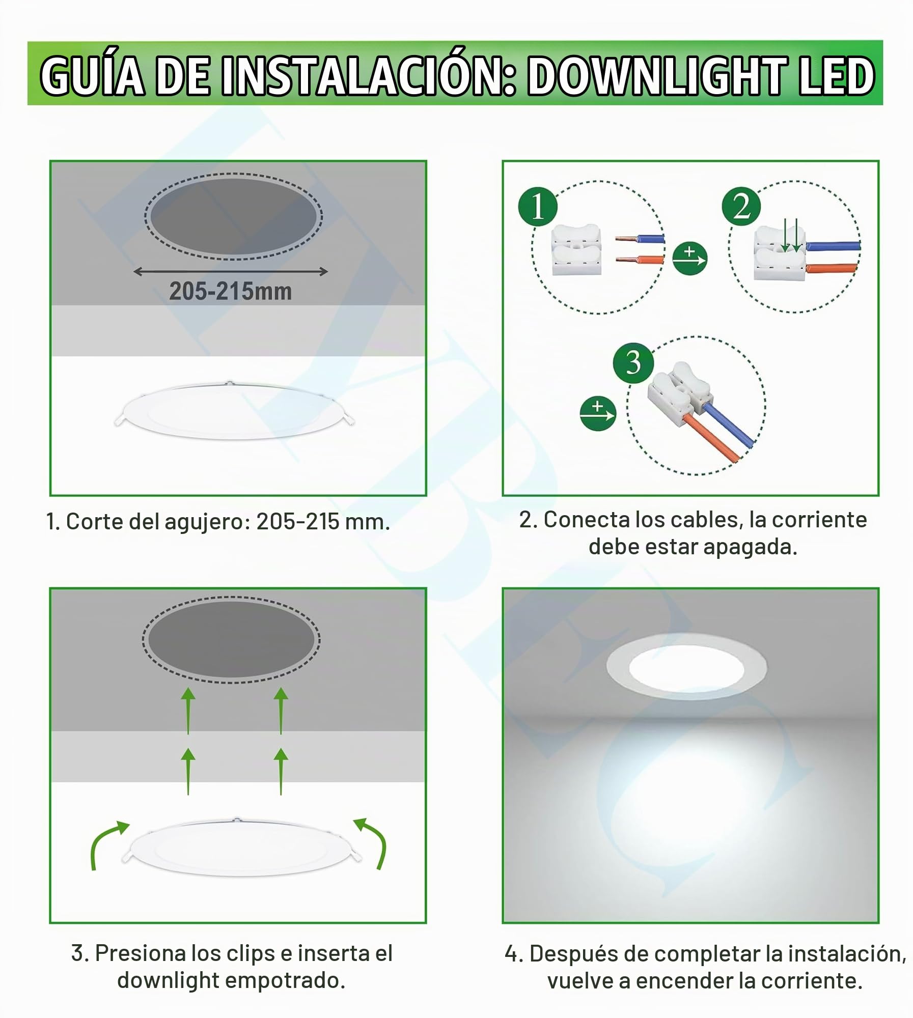 Downlight LED Techo Empotrable 22cm, 20W 4000K (Pack 20)