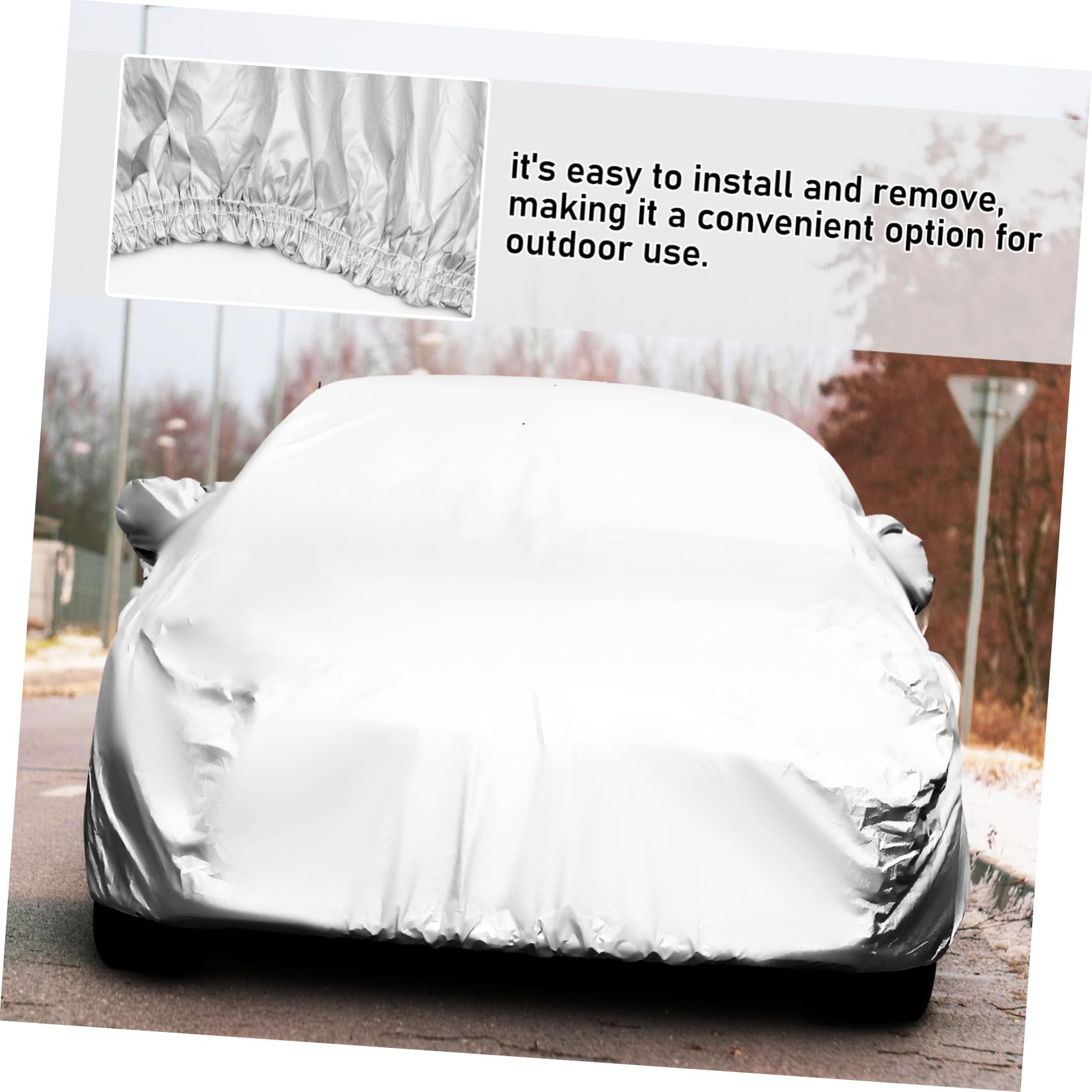 Cabilock Silver Car Cover Fit Weatherproof Easy Install Car Cover for Sun Protection — view 9