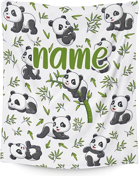 Mercuryelf Custom Panda Throw Blanket - Soft, Fuzzy & Warm - 40x50 Inches Flannel Blankets for Travel, Office - White Aesthetic Throws Gift for Kids
