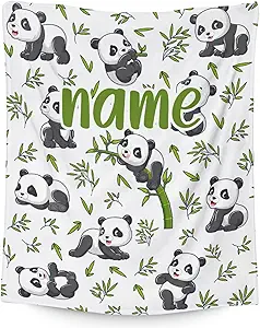 Mercuryelf Custom Panda Throw Blanket - Soft, Fuzzy & Warm - 40x50 Inches Flannel Blankets for Travel, Office - White Aesthetic Throws Gift for Kids