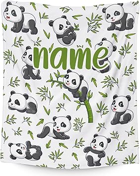 Mercuryelf Custom Panda Throw Blanket - Soft, Fuzzy & Warm - 40x50 Inches Flannel Blankets for Travel, Office - White Aesthetic Throws Gift for Kids