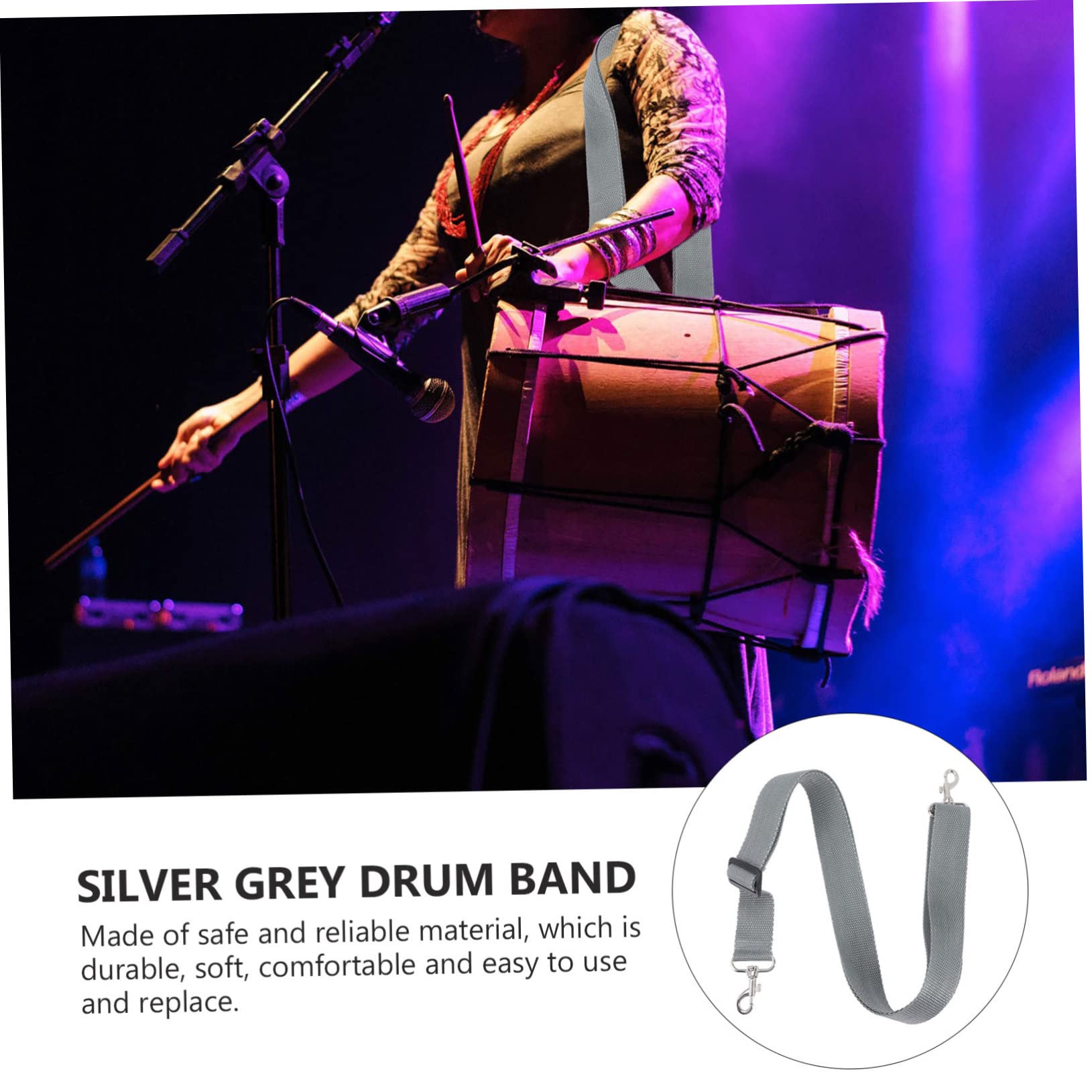 Toddmomy Adjustable Nylon Marching Snare Drum Sling Strap with Buckle Durable and Comfortable Drum Belt for Adults for Marching Bands and Percussion Instruments