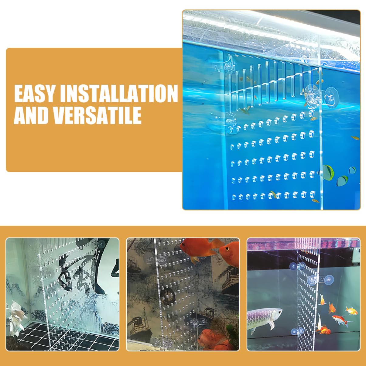 Popetpop Separador De Pecera AcríLico Transparente 9.64X8.26In Divisor para Acuario Accesorios para Peceras Durable Y FáCil De Instalar
