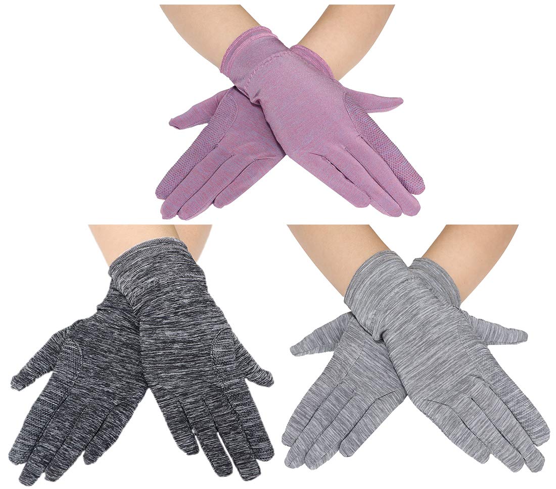 Coolwife Lace Gloves 4 Pairs Women Floral Ladies Bridal Tea Party Vintage Cosplay Fancy Dress Wedding Gloves (Grey Dark Grey Purple)