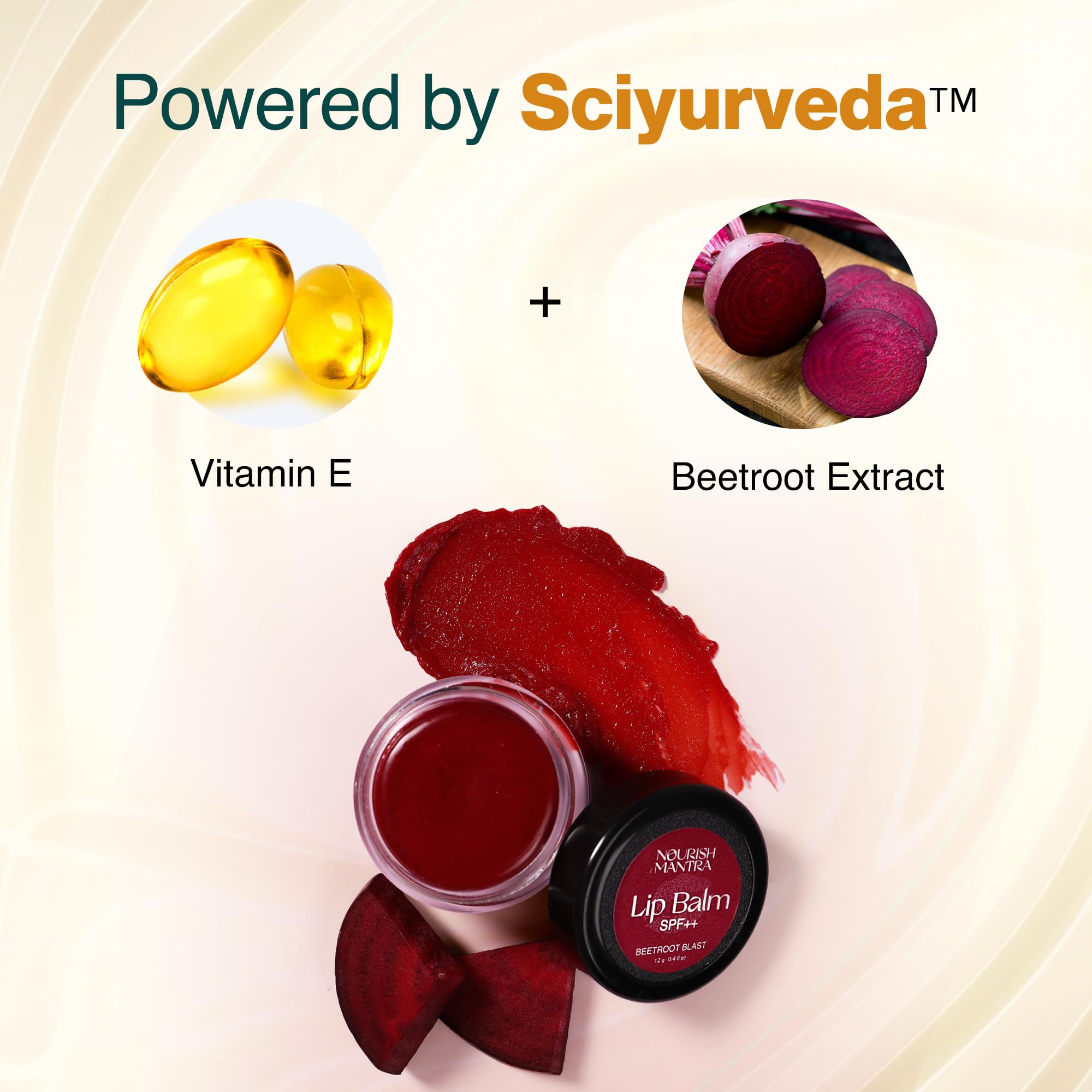 NOURISH MANTRA - Beetroot Blast Lip Balm with SPF | Made with Olive oil, Vitamin E and Avocado Oil | For Dry, Chapped & Dark Lips | Best for Women and Men | 12g, Pack of 1 Pink, red