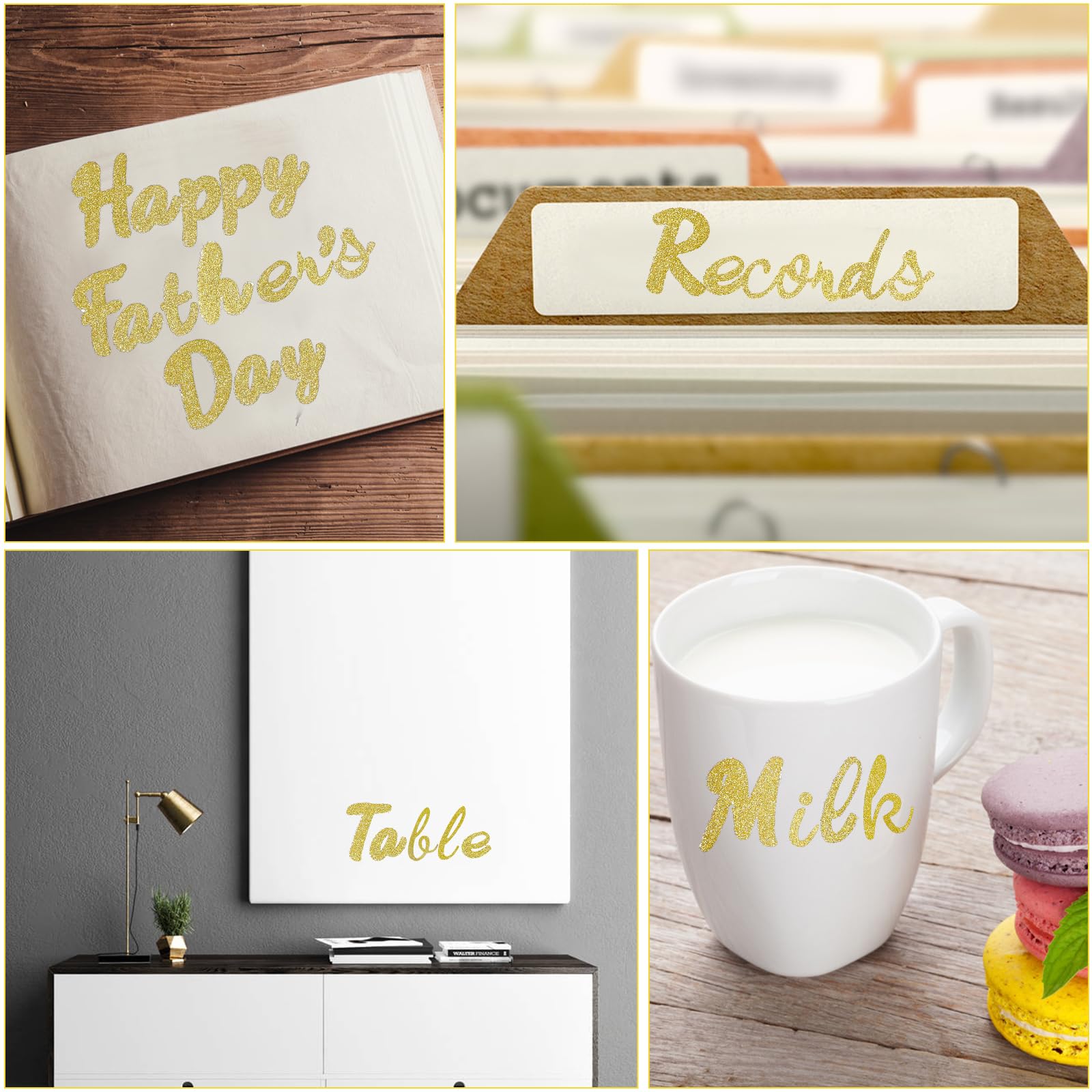 1440 Pcs Gold Glitter Letter Stickers - 15 Sheets 1 Inch Alphabet & Numbers