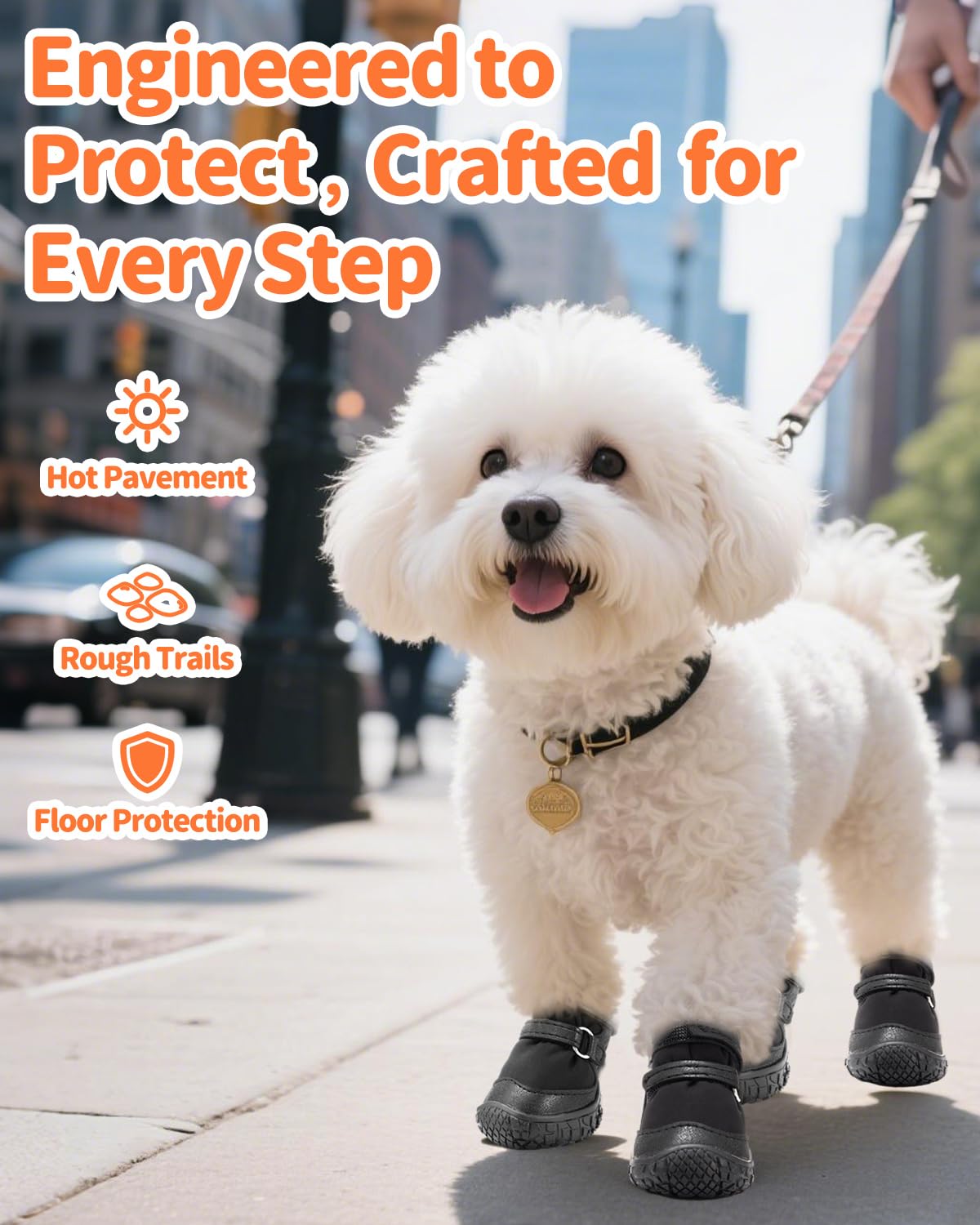 Petanims Chaussures pour chiens de petite taille, sangles à double liaison et protections de pattes pour trottoir chaud d'été, bottes d'hiver pour chiens de neige avec semelles en caoutchouc