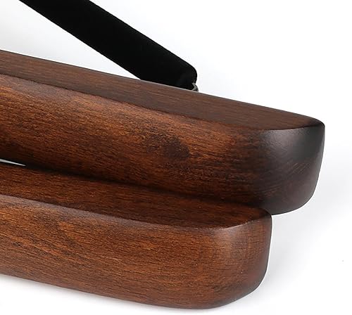 Miniatura 4 de Perchas de madera para trajes, colgador de madera con barra de terciopelo para pantalones, perchas para trajes con barra para pantalones, perchas