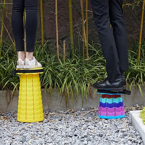 Miniatura 6 de Taburete plegable plegable portátil retráctil, plegable plegable telescópico plegable para adultos para pesca al aire libre, senderismo, jardinería,