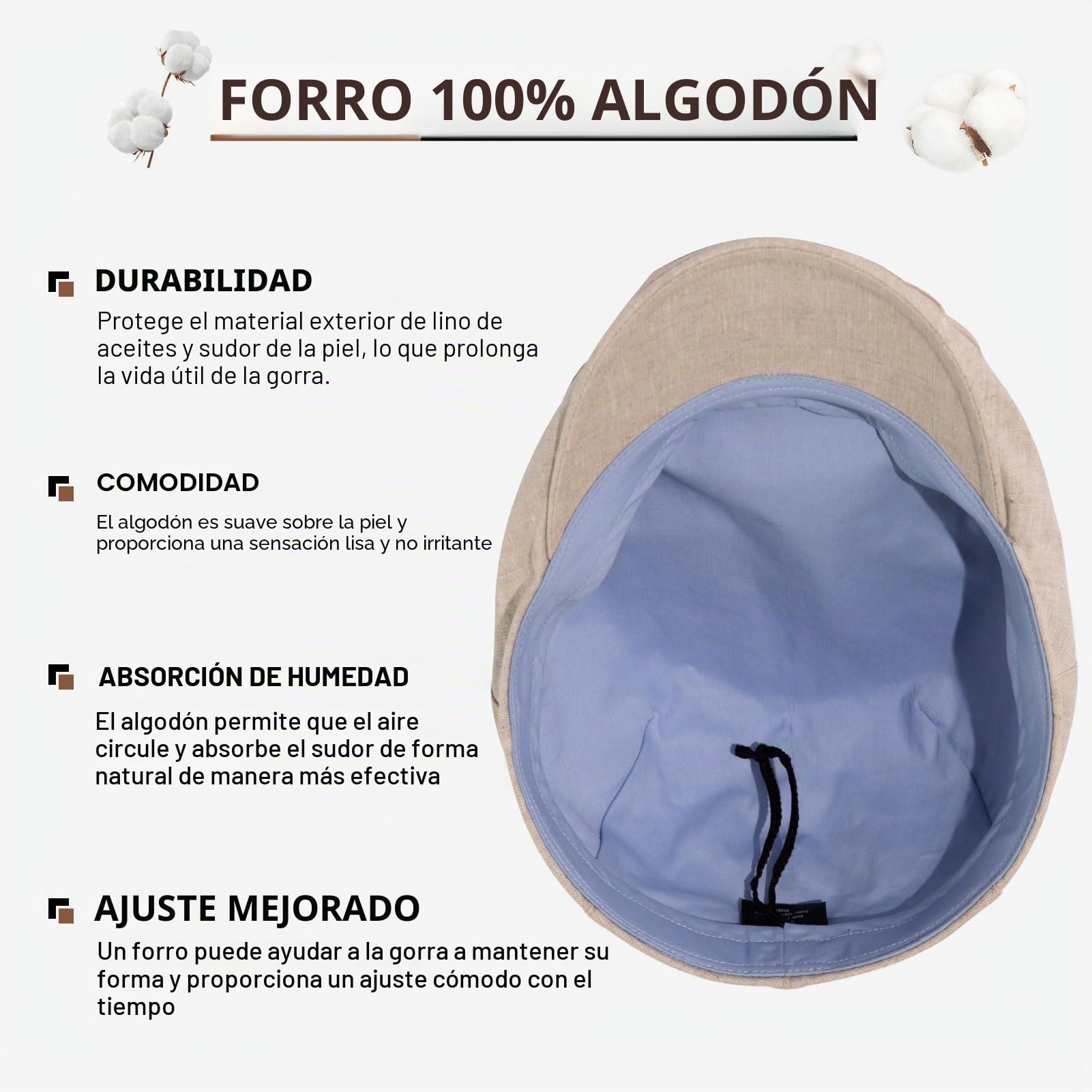 TOP-EX M/L/XL/XXL100% lino gorro de hombre boina de verano gorra de visera Newsboy Cap