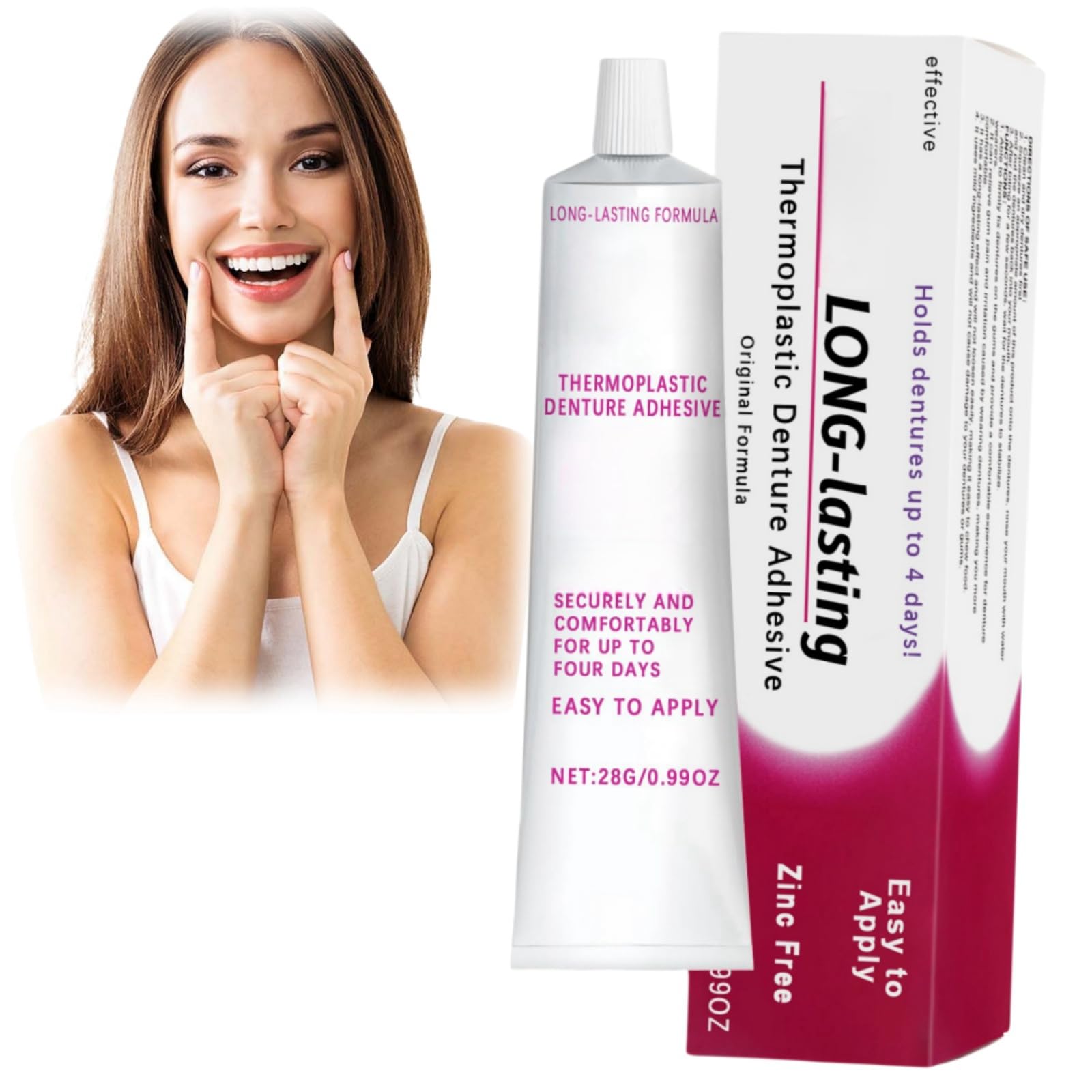 Thermoplastic Denture Adhesive,Denture Adhesive,Comfortable Non-Glue Dentu/re Adhes/ive Cream,Long Holding Dentu/re Reliner,Convenient Dental Glue for Teeth,Improves Dentur/e Fit,Comfort and Stability