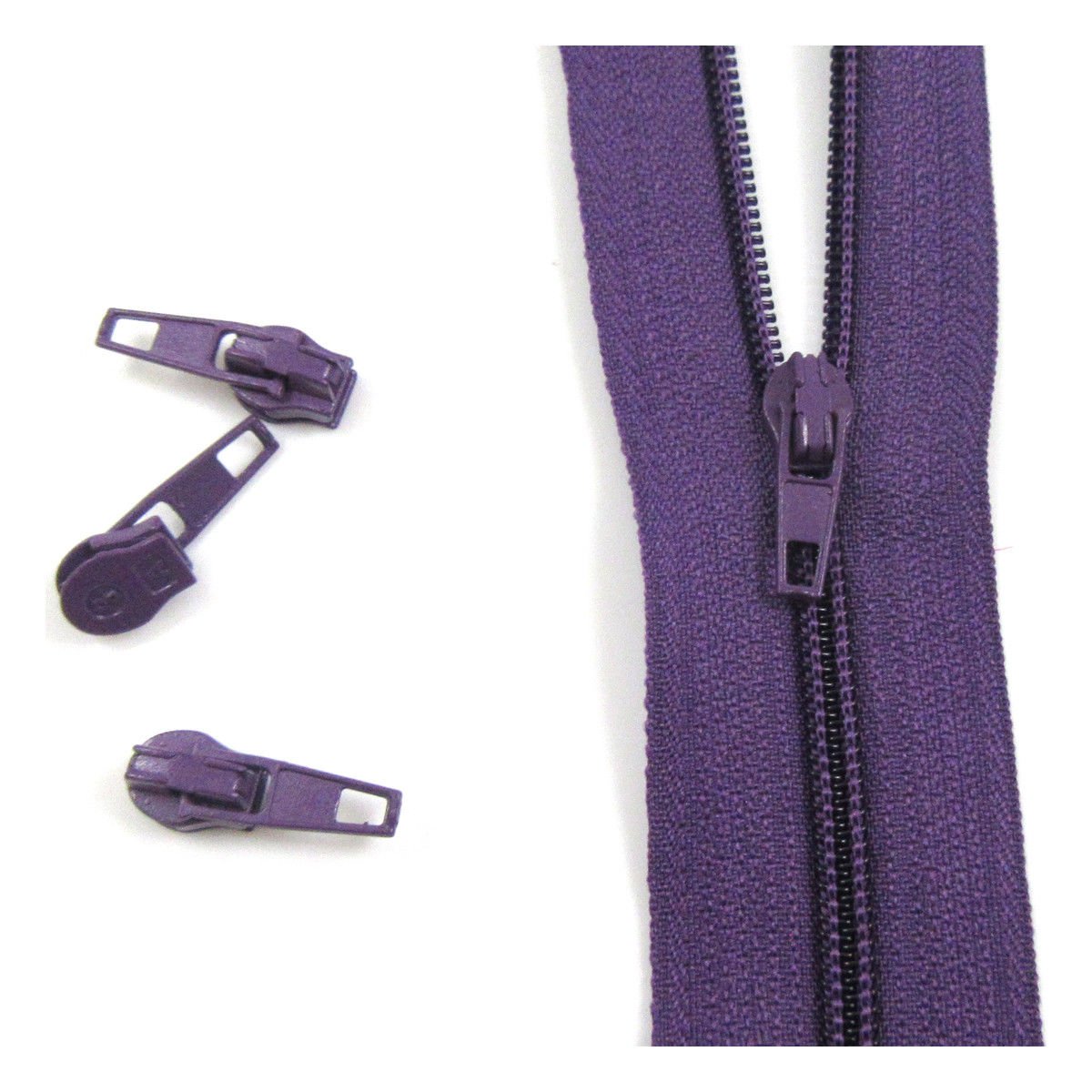 Beads4crafts Purple H193 10 Metres + 20 Sliders No.3 Continuous Zip With Auto Lock Slider 25 Colours Zippers Cushions Upholstery (Purple H193)