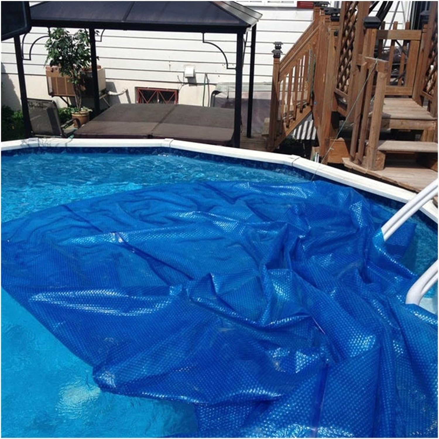 Couverture de Piscine, Couverture de Spa Bleue - Couverture Thermique de 10 m pour piscines enterrées et Hors Sol, Couverture de Piscine de 10 m, Protection Isolante pour Spa, Chauffe-Eau ex
