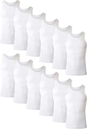 Hanes Men's Tank Top Undershirt Pack, Cool & Breathable Cotton, Moisture-Wicking Ribbed Tanks for Men, Multi-Pack