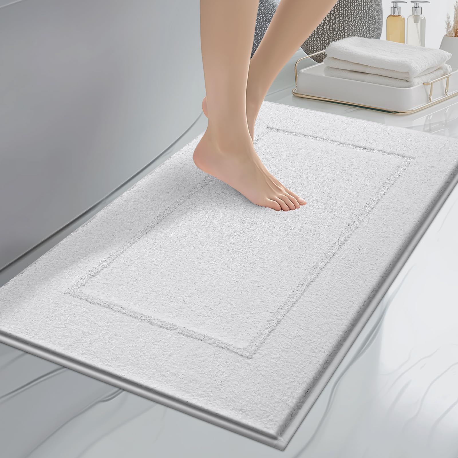 anllugs Bathroom Rug White