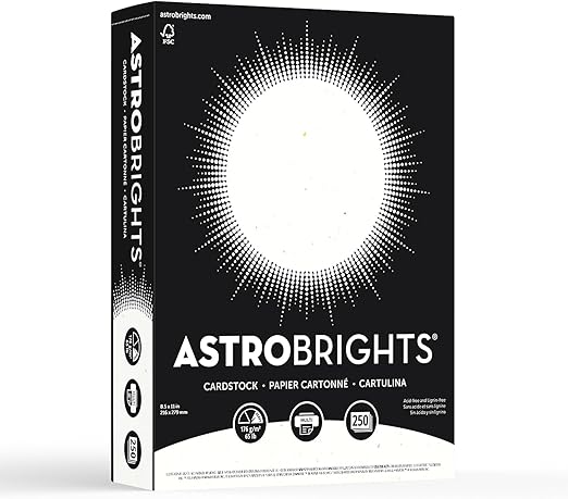 Astrobrights Colored Cardstock, 8.5" x 11", 65 lb/176 gsm, Stardust White, 250 Sheets (22401)