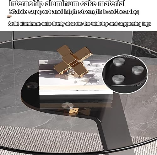 Miniatura 3 de Mesas auxiliares pequeñas Mesita de noche auxiliar pequeña mesa auxiliar de cristal pequeña mesa redonda adecuada para sala de estar, dormitorio,