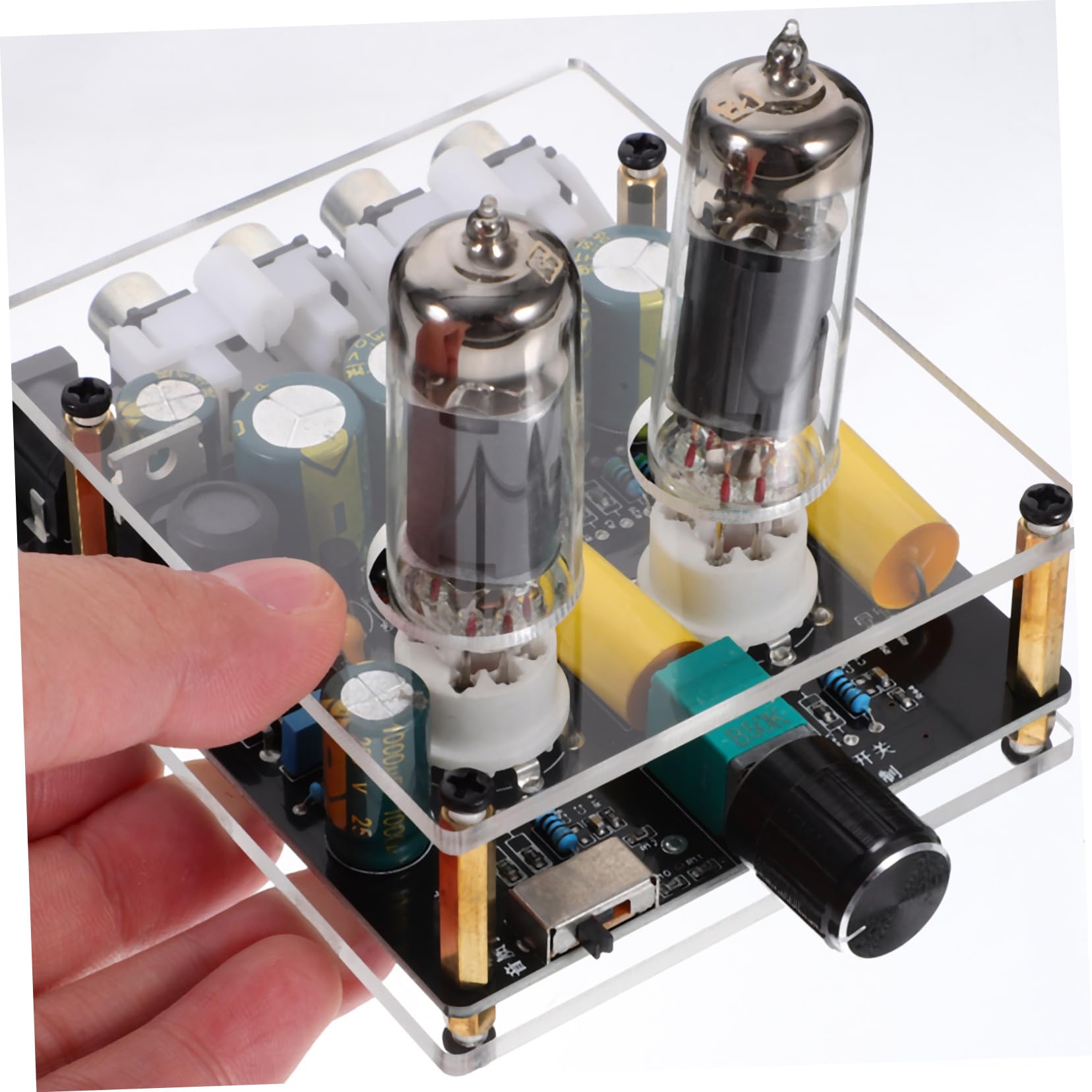 LALAFINA Preamplificatore Fono Valvolare per Giradischi Funzione Preamplificatore e Materiale Abs e Vetro per Sistemi Home Theater Fai da Te