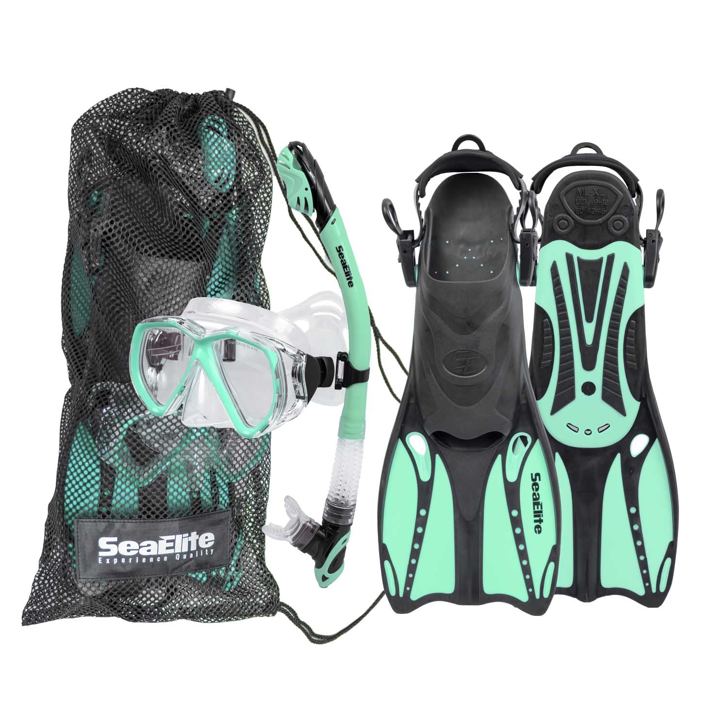 Sea Elite Snorkeling Set (Mint, Large/X-Large)
