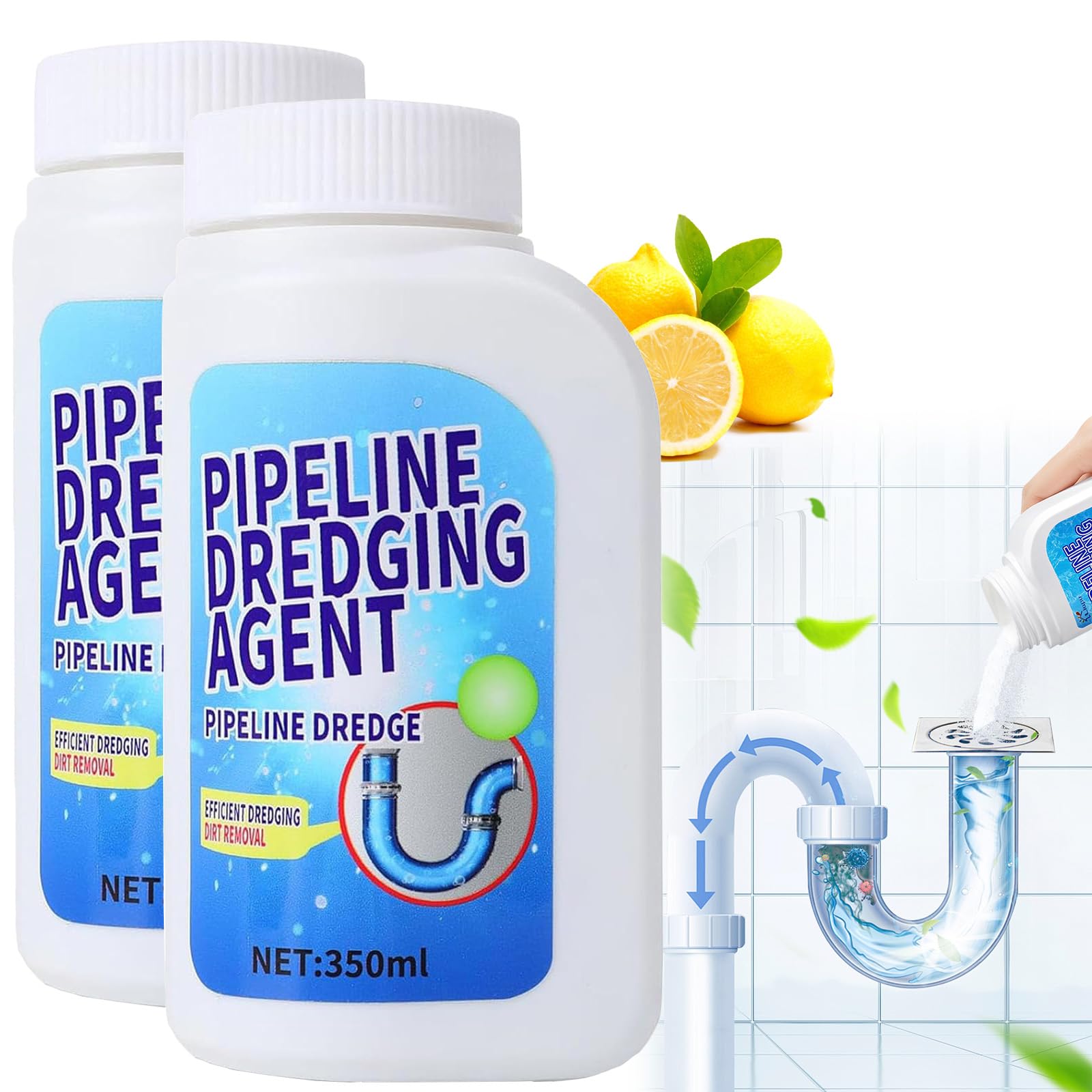 Pipeline Dredging Agent, Powerful Pipe Dredging Agent, Drain Toilet Cleaner Tool, Drain Clog Cleaner, Unclog Toilet Clog and Kitchen Sink Pipe Unblocker Agents Cleaner