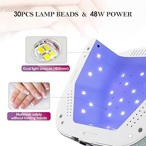 Miniatura 2 de Belle Lámpara de uñas LED UV inalámbrica, secadora de gel de pantalla grande de 54 W con control táctil y temporizador de sensor, lámpara recargable