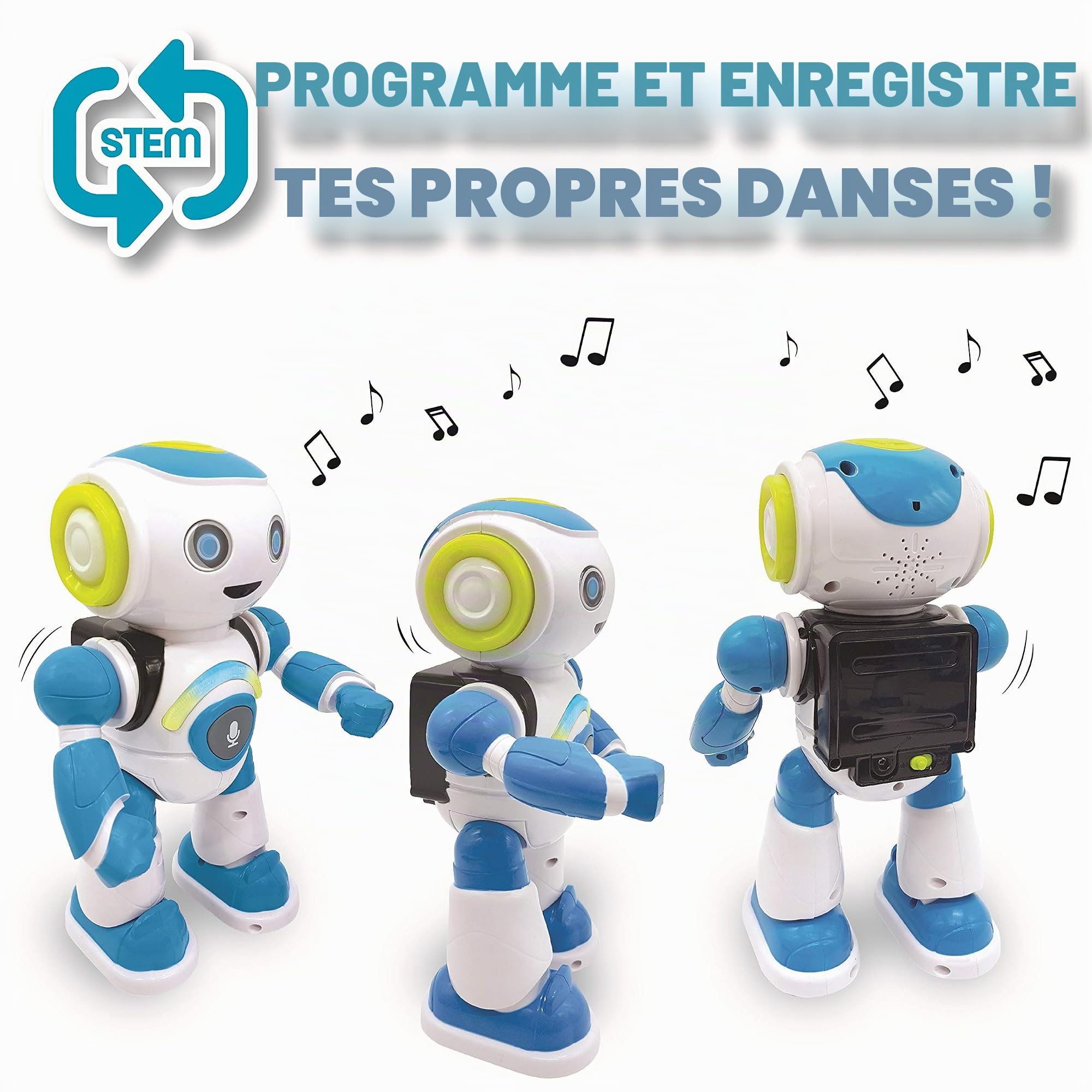 Lexibook,Robot Intelligent Powerman Junior éducatif et interactif,lit l'esprit, Danse,Joue de la Musique,répète Les Phrases,télécommande, Jouet à partir de 3Ans, version Espagnole Bleu/Blanc (ROB20ES)