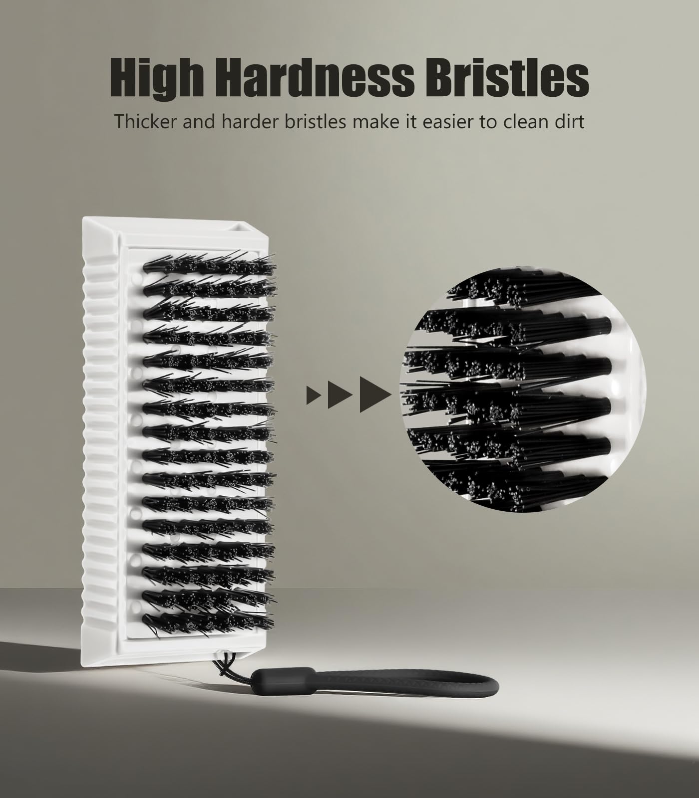Larbois Lot de 2 brosses à ongles robustes pour nettoyer les ongles des doigts, brosse à ongles double face avec corde de suspension (blanc)