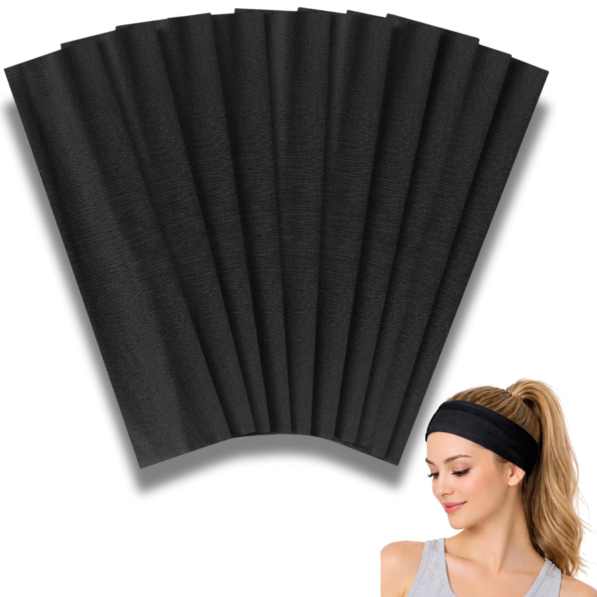 Styla Hair 10 Pack Stretch Headbands Non-Slip Head Wraps Great for Sports, Yoga, Pilates, Running, Gym, Workouts, Baseball, Casual Wear, Gifts & More!