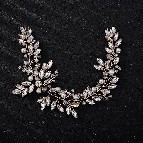 Miniatura 3 de Diadema de diamantes de imitación con perlas de cristal, diadema de vid hecha a mano, accesorios para el cabello de boda, accesorios para el cabello