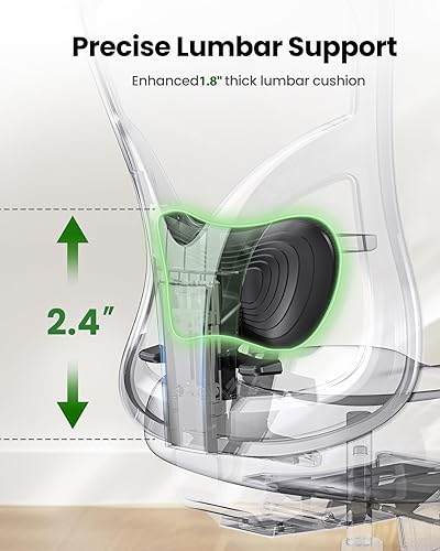 Miniatura 3 de Marsail Silla ergonómica de oficina con soporte lumbar, reposacabezas 2D, reposabrazos ajustables, cojín de asiento contorneado, silla de escritorio