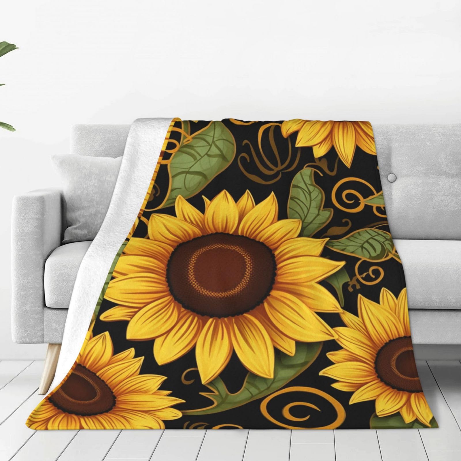 Beautiful Sunflower Throw Blanket for Couch, Plush Fuzzy Soft Flannel Blankets and Throws for Sofa, 40"x30" Bed Blankets for Travel Camping Chair, All Season Warm Fleece Blanket