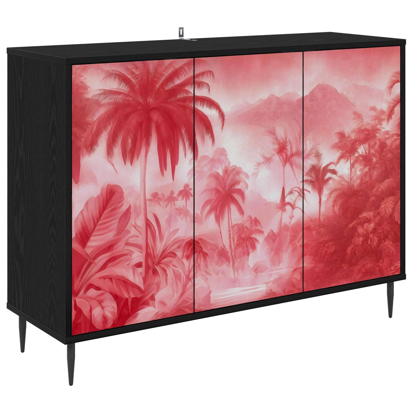Credenza Aachen, rovere nero, 102 x 33 x 76 cm