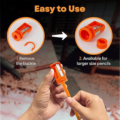 Miniatura 6 de Paquete de 3 sacapuntas de carpintero para accesorios de cinturón de herramientas, sacapuntas de construcción manual resistente para carpintería,