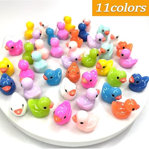 Miniatura 2 de Cidinge 110 piezas de patos en miniatura de resina, figuras de patos pequeños, adornos de encantos, jardín en maceta para fiesta, decoraciones