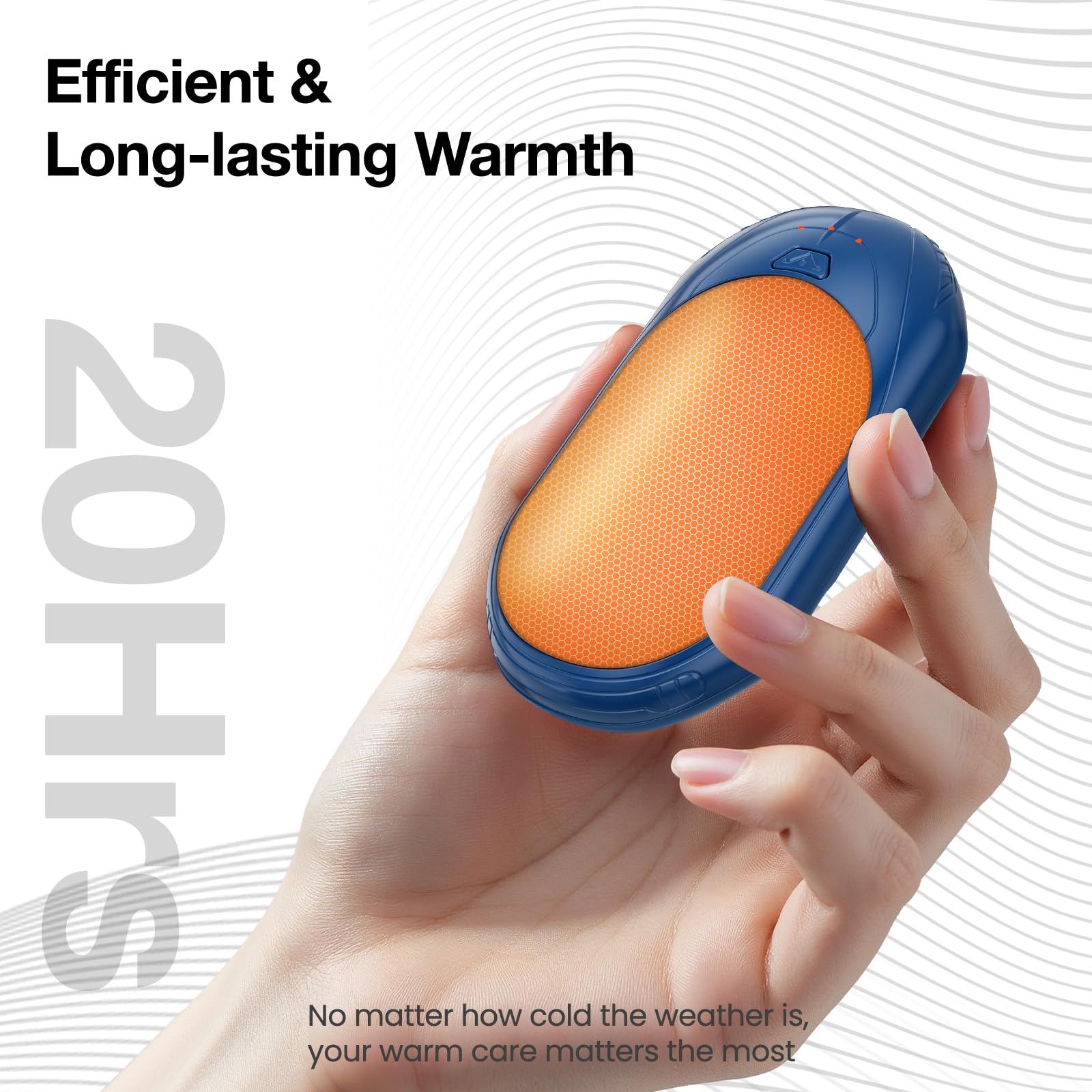 AI Lot de 2 chauffe-mains rechargeables avec puces intelligentes AI 6000 mAh, chaleur sûre de 20 heures, chauffe-mains portables, cadeaux pour Noël, l'extérieur, le golf, la chasse, le camping
