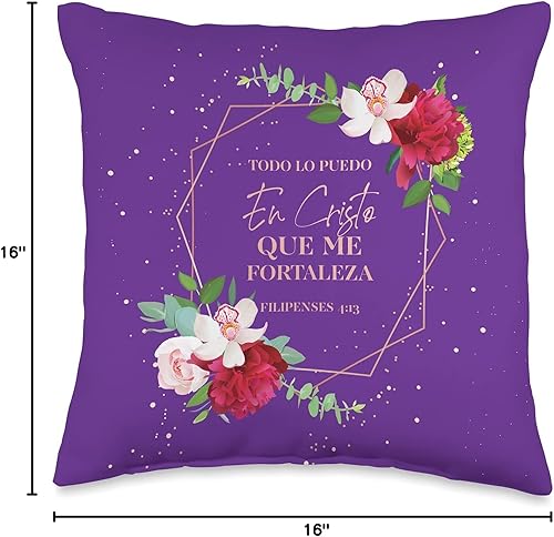 Miniatura 6 de Almohadas Decorativas Decorative Pillow Case Cover Christian Filipenses 4 13 Spanish Gifts Regalos Cristianos - Almohada de 18 x 18 pulgadas,