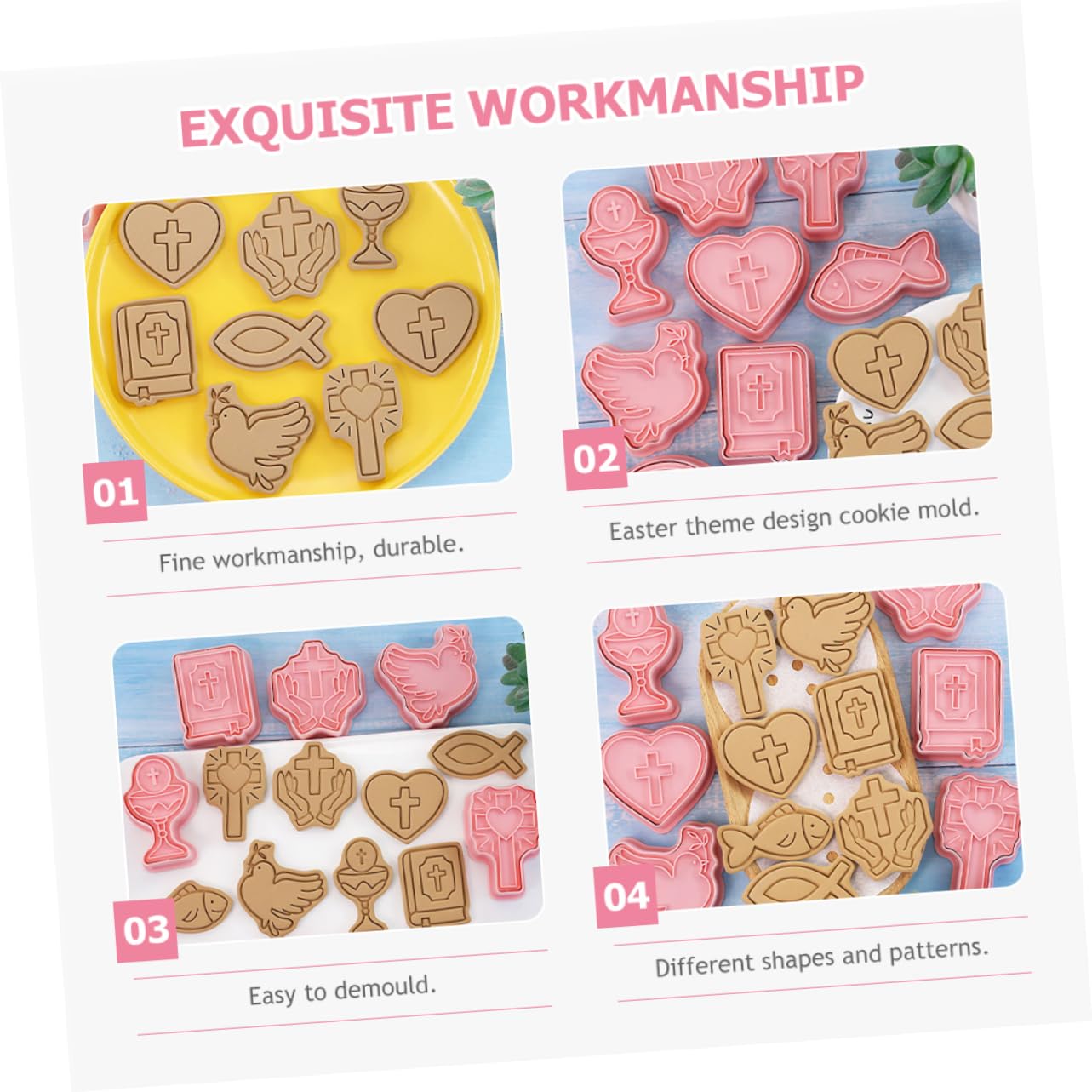 PRETYZOOM 5 Juegos Anillos Para Hornear Galletas Cortadores De Galletas Fondant Bollo Easter Bizcocho Molde Para Galletas Moldes Para Prensar Galletas Alimentos Rosa 8 Uds * 5