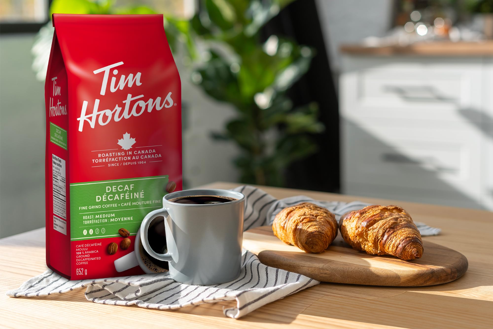 Tim Hortons Decaf, Fine Grind Coffee, Medium Roast, Made with 100