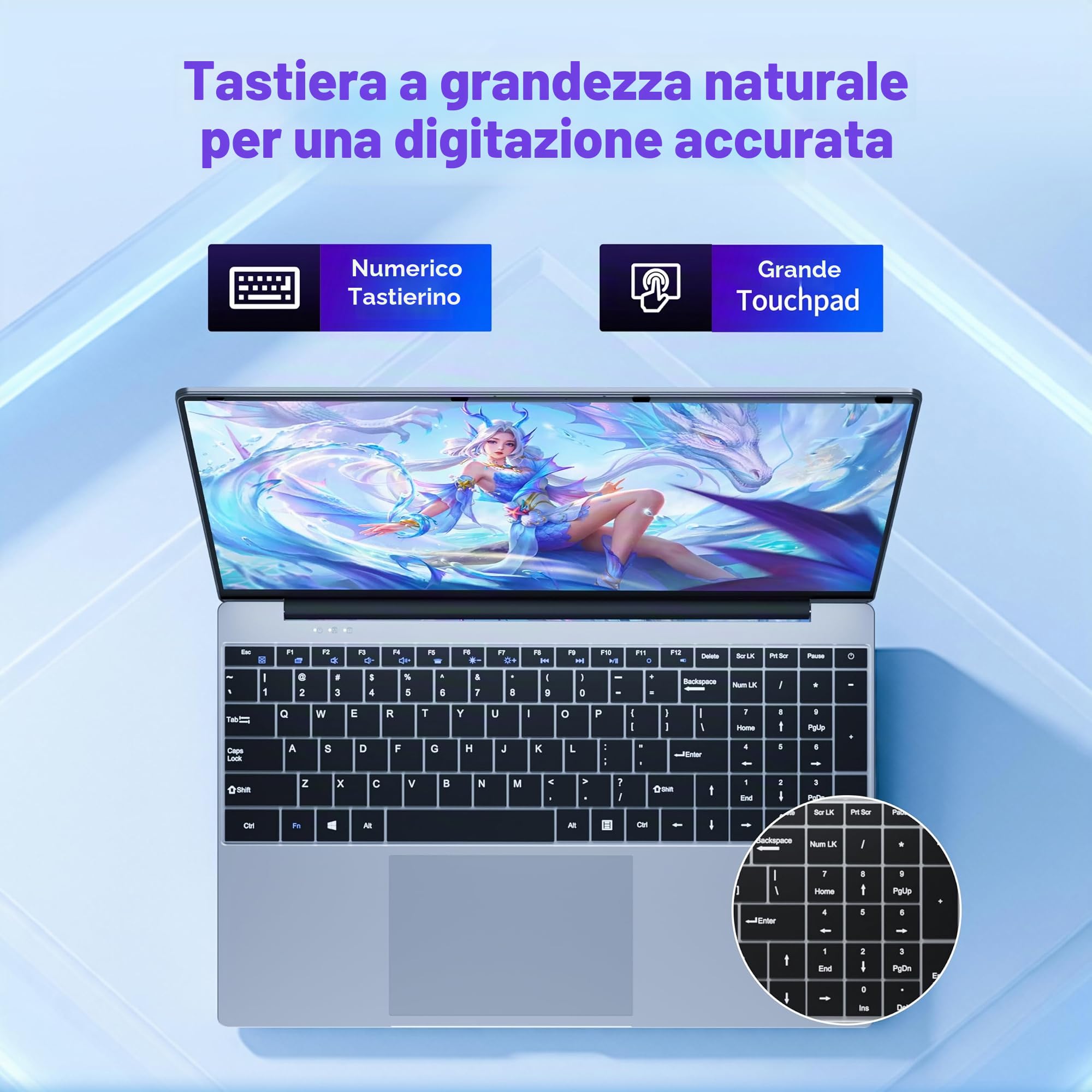 Portatile PC 15.6" Full HD IPS, Core i5-7Y54 fino a 3.2 GHz, 16 GB RAM SSD 512 GB, Notebook Win 11 + Office 365, Laptop Tastiera Retroilluminata, Computer Portatile HDMI USB 3.0 WiFi 5 BT 4.2