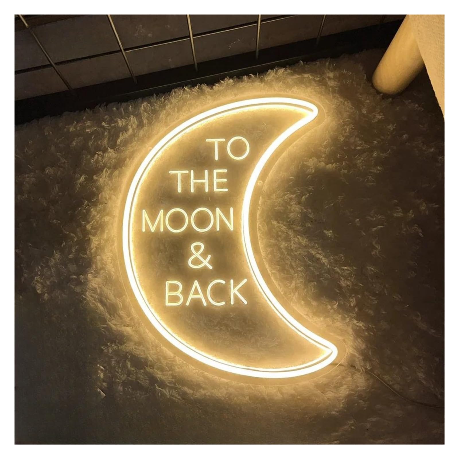 SHOUXI Sign Lamp to The Moon and Back 3D Carving Neon for Birthday Wedding Personalized Party Astronaut Theme Room Wall Decor Light Signs 30cmx22.5cm