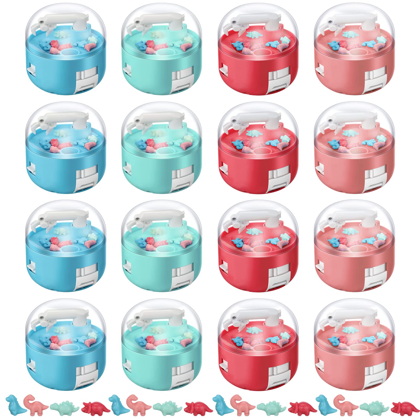 Mini máquina de dinosaurios de garra, premios de máquina de garras para niños, juego de agarre de arcade, regalos de Navidad, cumpleaños, recuerdos de fiesta para niños y niñas (estilo dinosaurio, 16