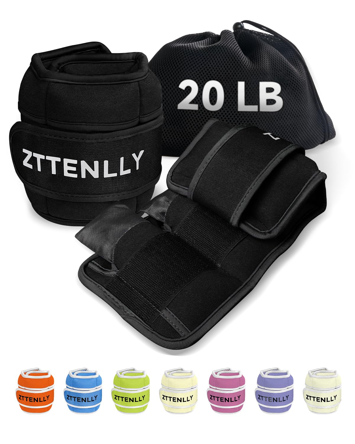 Adjustable Ankle Weights for Women Men and Kids | 1 Pair 5 10 15 18 20 Lbs Leg Wrist Ankle Weight Straps for Yoga, Walking, Running, Aerobics, Gym,