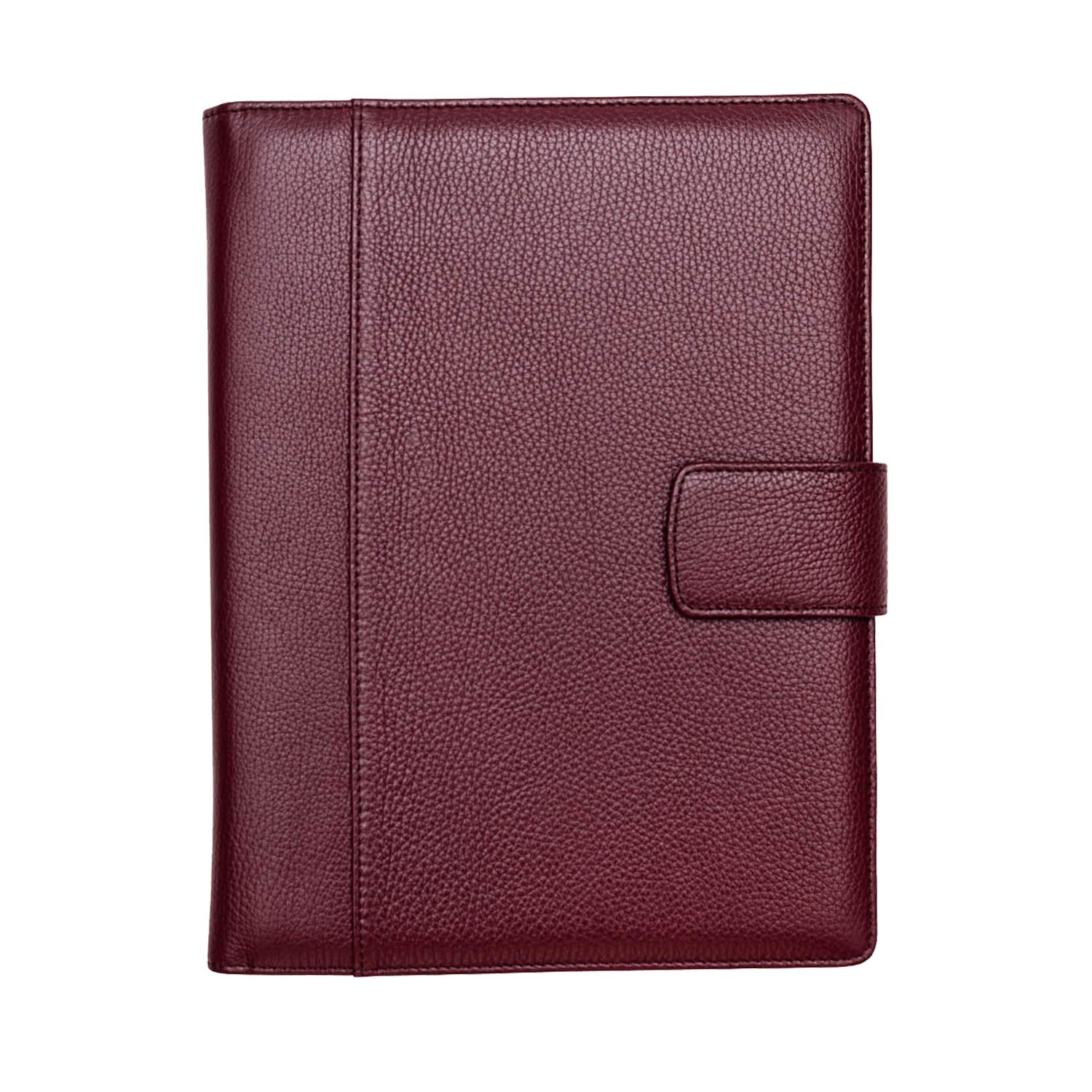 Portadocumenti in 100% Vera Pelle Pieno Fiore Martellata - Fatto a Mano in Italia da Esperti Artigiani - Spazioso e Sicuro, Perfetto per Riunioni e Lezioni - con Chiusura Magnetica - Vinaccia