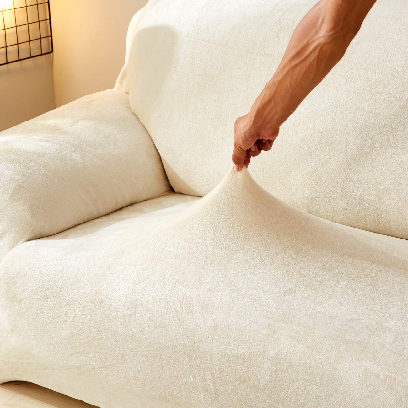 Sofabezug 2-Sitzer Aus Korallenvlies – Elastisch, Braun, Antirutsch, Für Sofaschutz Gegen Haare & Flecken